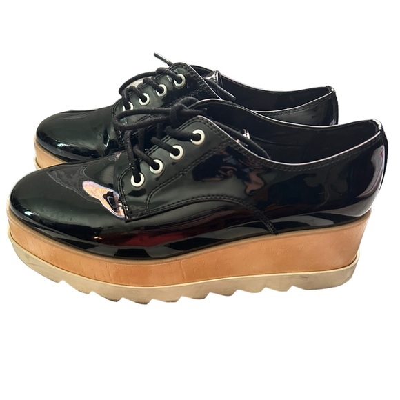 Aldo retro oxford platforms black patent leather lace up platform shoes  sz 7 - Picture 5 of 10